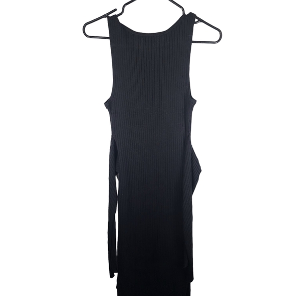 GOOD AMERICAN Womens 1 Ribbed Cold Shoulder High Side Slit Dress V Neck Nwt New - Picture 5 of 7